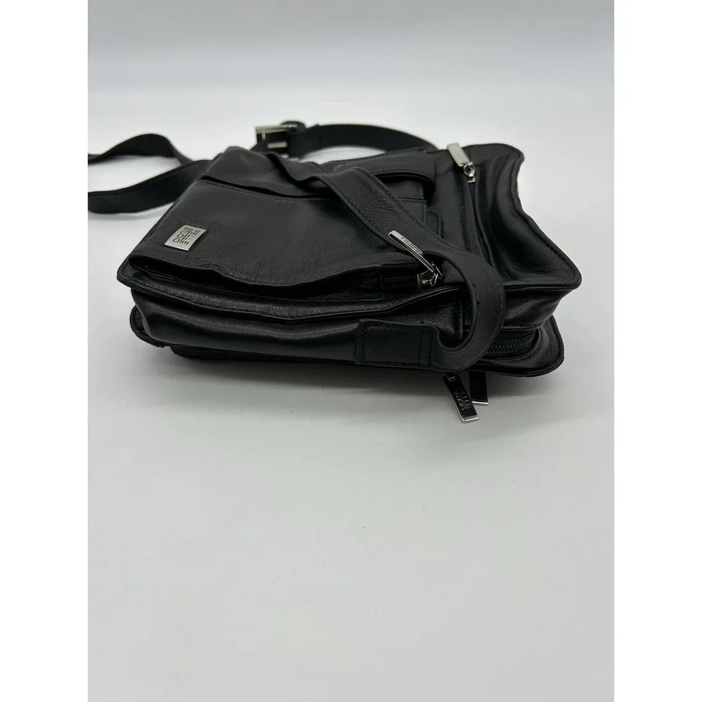 Pelle Studio Wilsons Black Leather Crossbody Bag Organizer Messenger Travel
